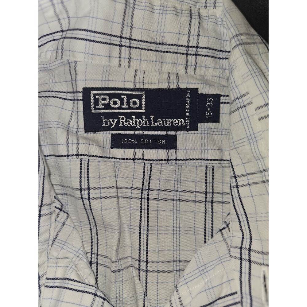 RALPH LAUREN POLO White Plaid 15-33 Long Sleeve Dress Shirt - Picture 2 of 6